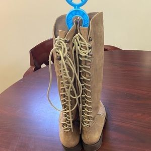 Joie Tan leather tie up boots